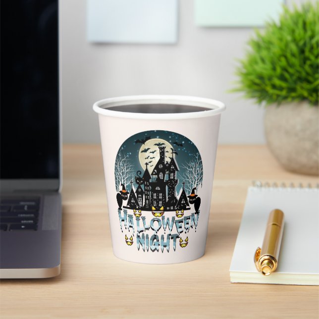 Gobelets En Papier Maison hantée, Papier Adulte De Nuit Halloween eff (Insitu)