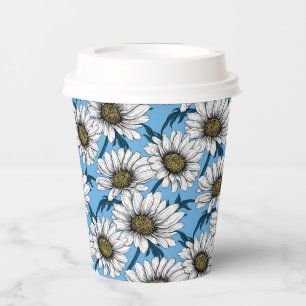 Gobelets En Papier Maisonnettes, fleurs sauvages sur bleu