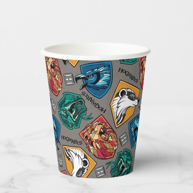 Gobelets En Papier Maisons HOGWARTS™ motif hachuré (Recto)