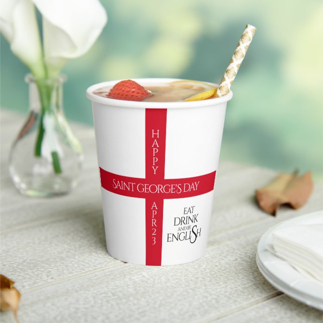 Gobelets En Papier Manger boire et être anglais St George's Cross Dra (Insitu)
