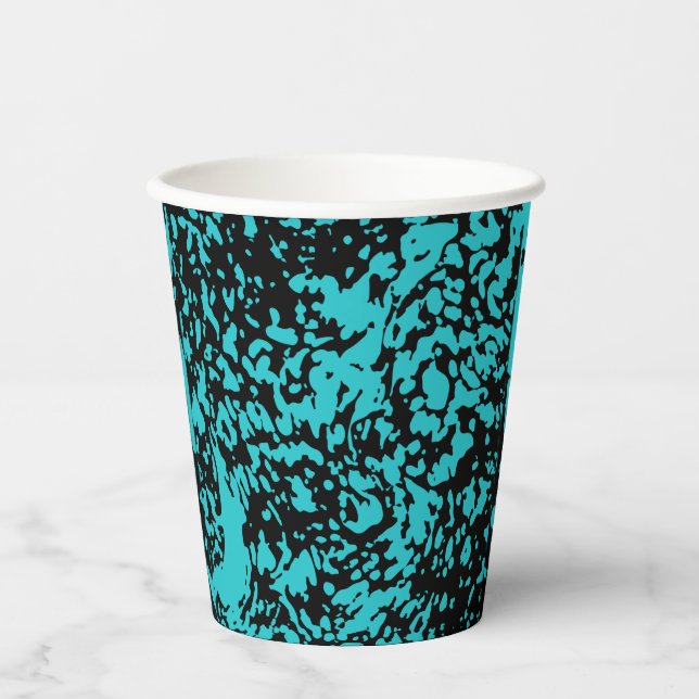 Gobelets En Papier Marbre Granit Texture Bleu (Recto)