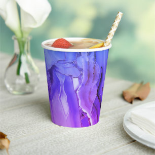 Gobelets En Papier Marbre Violet Exotique