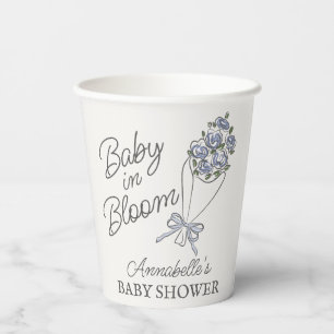 Gobelets En Papier Marché aux fleurs bleues Baby shower floral frais