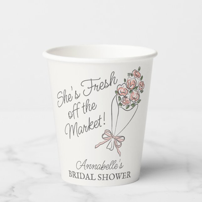 Gobelets En Papier Marché de fleurs roses Frais Fleurs Mariage (Recto)