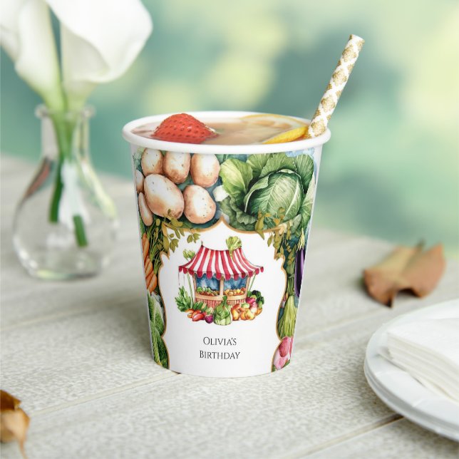 Gobelets En Papier Marché des fermiers Légume simple Anniversaire (Insitu)