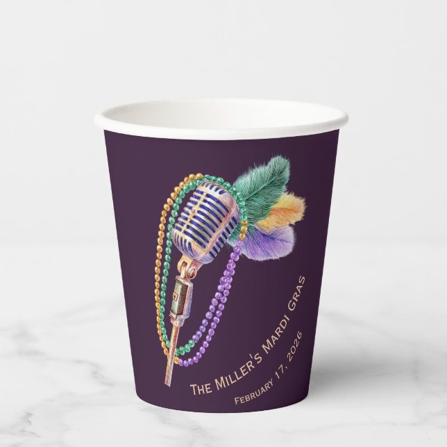 Gobelets En Papier Mardi Gras Jazz Microphone Party Cups (Recto)