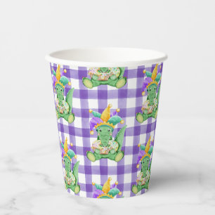 Gobelets En Papier Mardi Gras King Gator et En vichy tasse de papier