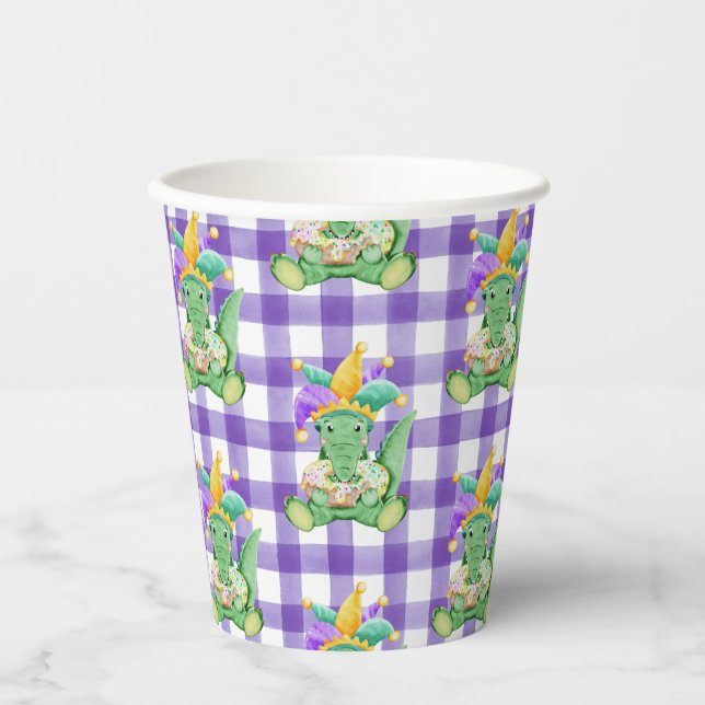 Gobelets En Papier Mardi Gras King Gator et En vichy tasse de papier (Recto)