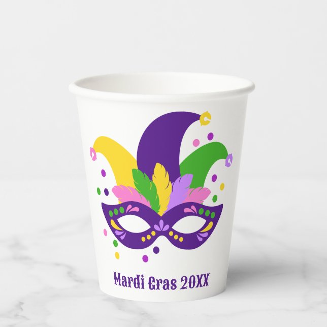 Gobelets En Papier Mardi Gras Mignonne Purple Green Gold (Recto)