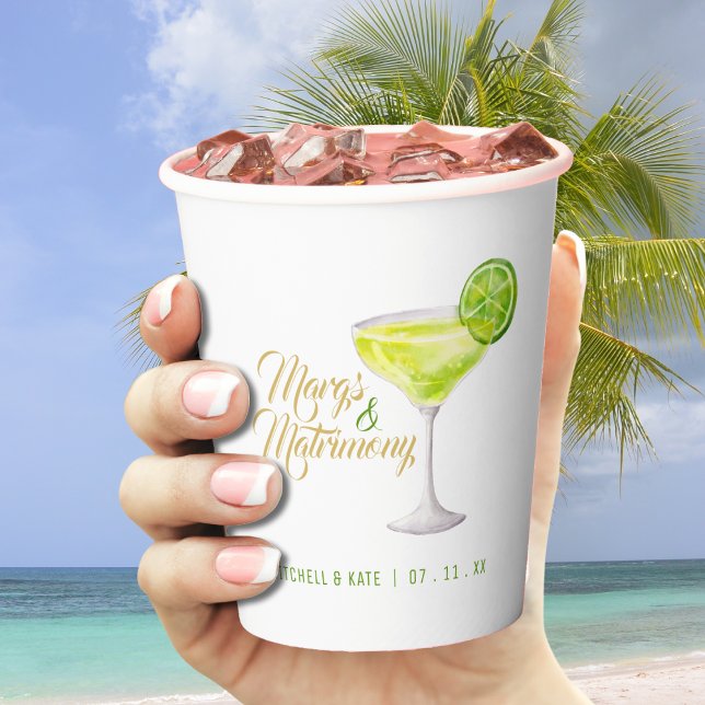 Gobelets En Papier Margs & Matrimony Green Margarita Enterrement de V (Margs & Matrimony Green Margarita Bridal Shower Paper Cups
)