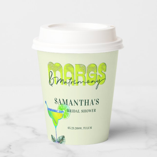 Gobelets En Papier Margs Matrimony Tequila Enterrement de Vie de Jeun (Recto)
