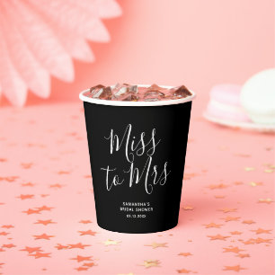 Gobelets En Papier Mari noir à Mme Élégant Chic Shower de mariage