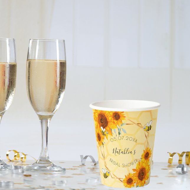 Gobelets En Papier Mariage abeilles bourdon soleil dans le jardin  (Créateur téléchargé)