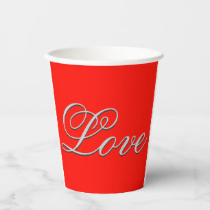 Gobelets En Papier Mariage Amour Rouge Sophistiqué