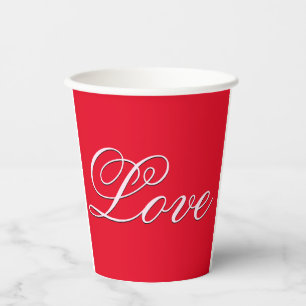 Gobelets En Papier Mariage Amour Tendance Calligraphie Script Rouge