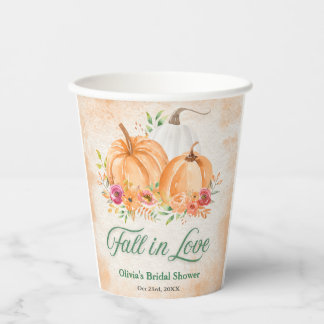 Gobelets En Papier Mariage Automnal Citrouille Tomber en Amour Shower