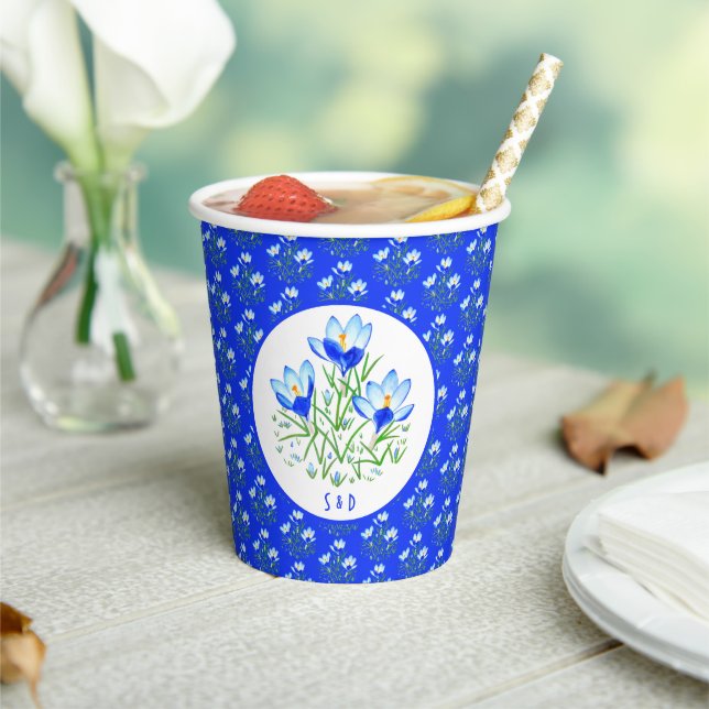 Gobelets En Papier Mariage aux Crocus Bleus (Insitu)