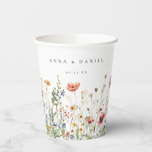 Gobelets En Papier Mariage aux fleurs sauvages (Gauche)