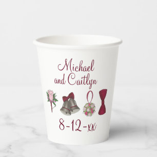 Gobelets En Papier Mariage Bells Fleurs Bow Cravate Bridal Rose Bouqu