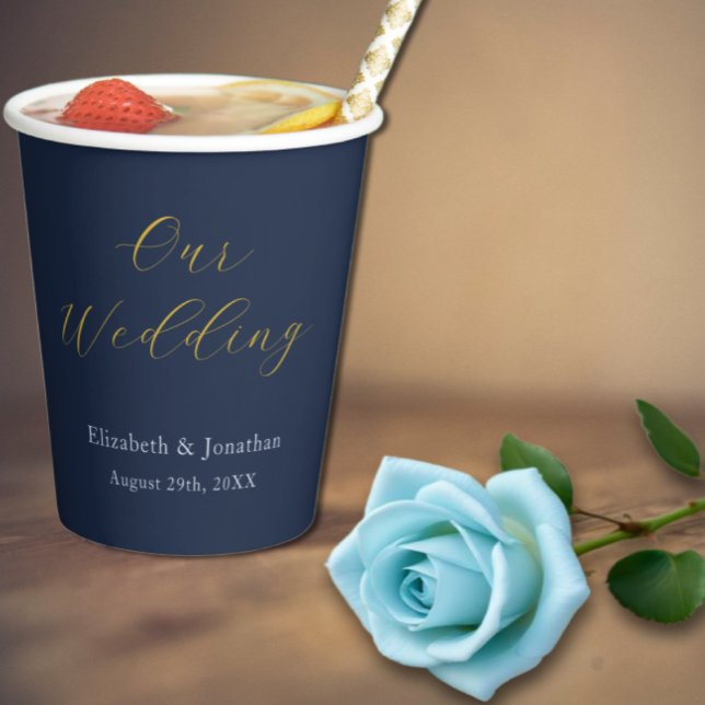 Gobelets En Papier Mariage bleu opulent (Créateur téléchargé)