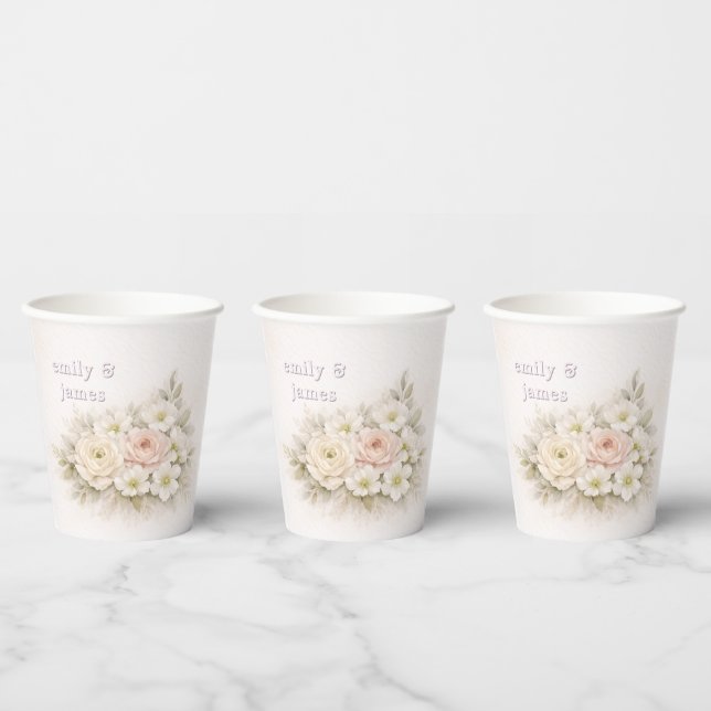 Gobelets En Papier Mariage Botanique Éditorial Doux (Multi)