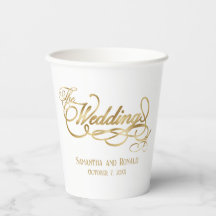 Mariage calligraphié élégant blanc et faux or