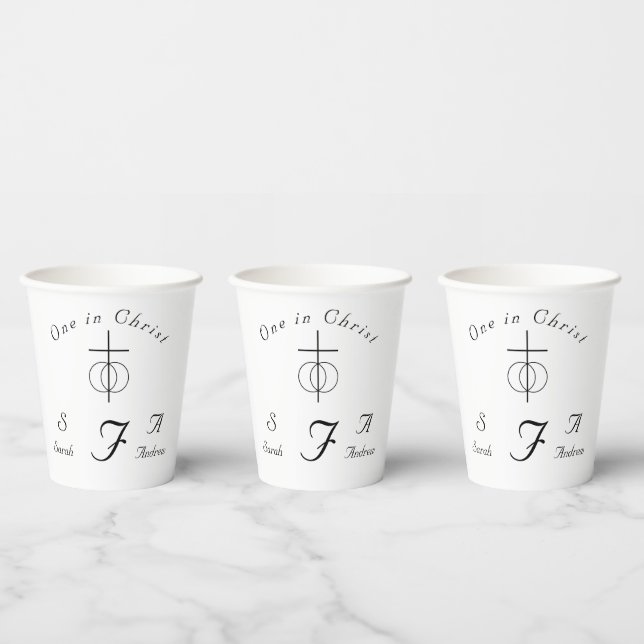 Gobelets En Papier Mariage catholique monogramme traditionnel (Multi)