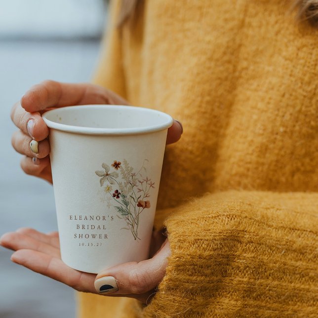 Gobelets En Papier Mariage Champêtre Bohème Fleurs Floral Shower Nupt (Créateur téléchargé)