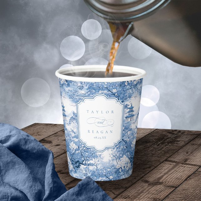 Gobelets En Papier Mariage Chinoiserie d'inspiration porcelaine ID109 (Créateur téléchargé)