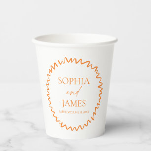 Gobelets En Papier Mariage Citron Ondeux Fantaisiste Orange