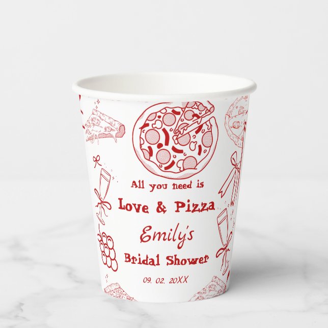 Gobelets En Papier Mariage civil & Pizza Shower de future mariée (Verso)