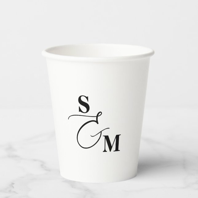 Gobelets En Papier Mariage Classique Monogramme Esperluette Moderne (Recto)