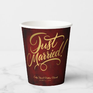 Gobelets En Papier Mariage classique Vintage "JUST MARRIED"
