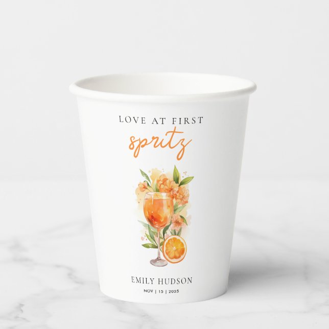 Gobelets En Papier Mariage coup de foudre au Spritz Enterrement de vi (Recto)