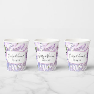 Gobelets En Papier Mariage d'aquarelle violet Lilac Fleurs