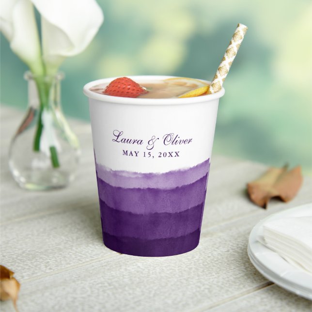 Gobelets En Papier Mariage d'aquarelle violet riche | Douche    (Insitu)