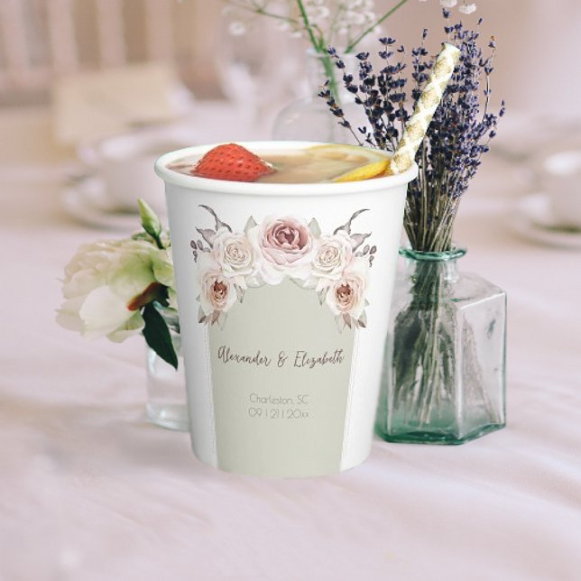 Gobelets En Papier Mariage d'arc Rose de Bohême (Bohemian Rose Arch Wedding Paper Cups)