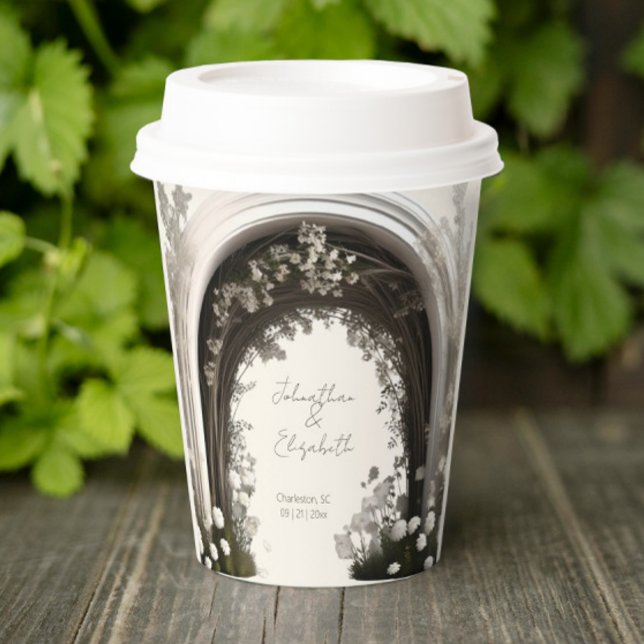 Gobelets En Papier Mariage d'arche botanique romantique (Romantic Boho Botanical Arch Wedding Paper Cups)