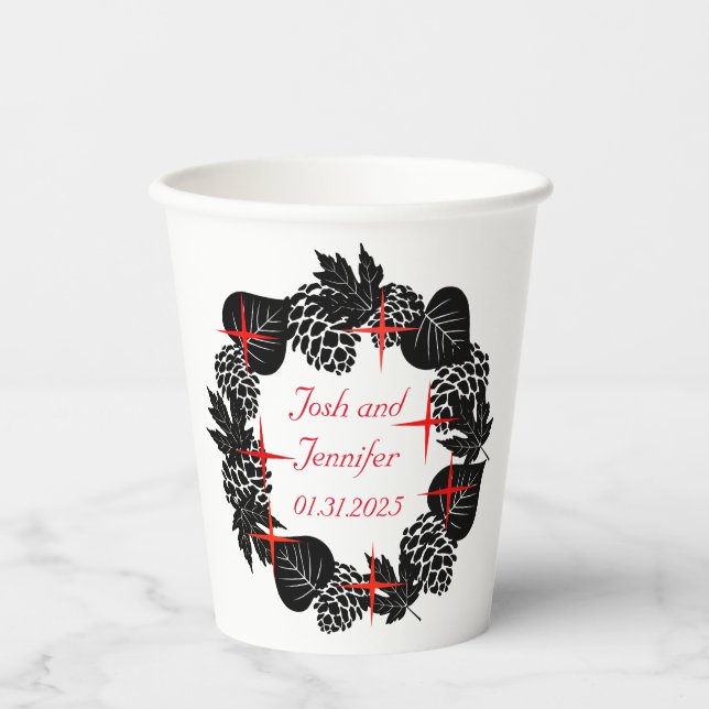 Gobelets En Papier Mariage de couronne personnalisable (Recto)