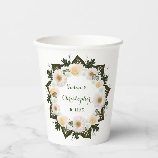 Gobelets En Papier Mariage de couronne personnalisable (Recto)