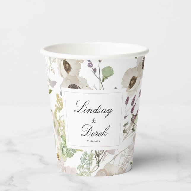 Gobelets En Papier Mariage de printemps moderne  (Recto)