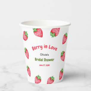 Gobelets En Papier Mariage de rêve aux fraises roses et rouges