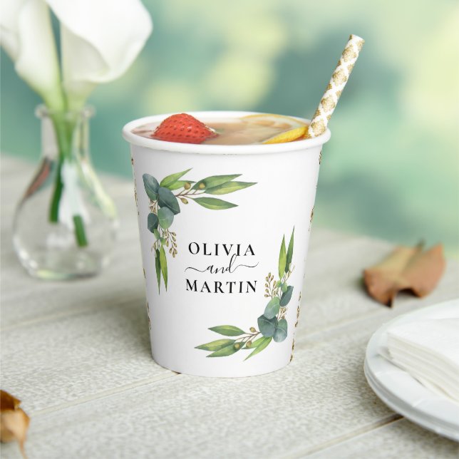 Gobelets En Papier Mariage de verdure Eucalyptus (Insitu)