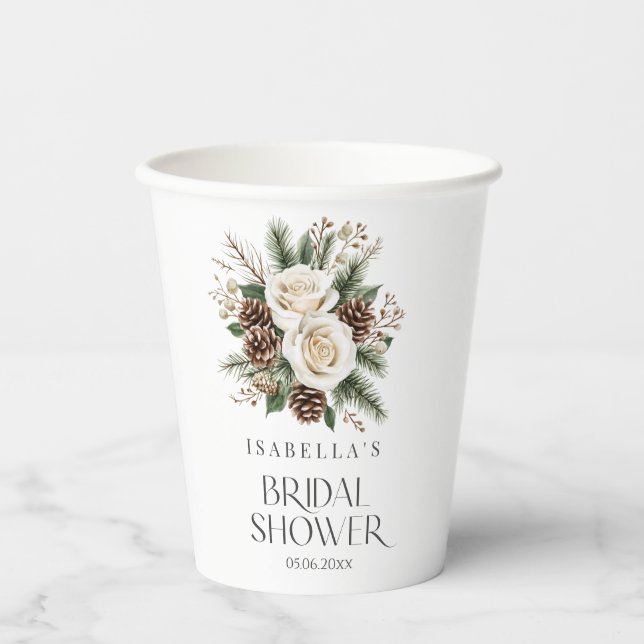 Gobelets En Papier Mariage d'hiver sous la neige (Recto)