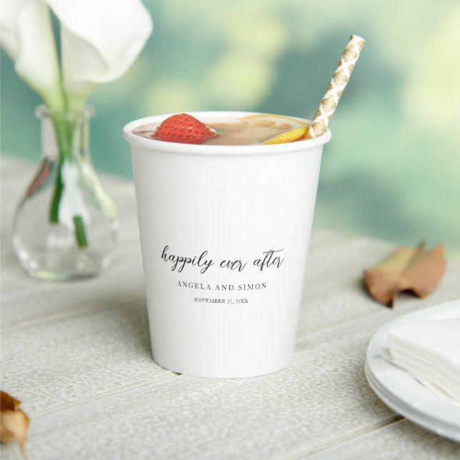 Gobelets En Papier Mariage Élégant Moderne Neutre (Insitu)