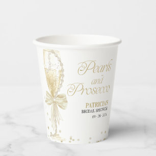 Gobelets En Papier Mariage Élégant Moderne Perles & Prosecco