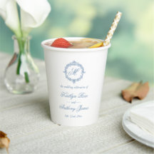 Mariage Élégant Vintage Bleu Toile Monogram