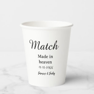 Gobelets En Papier Mariage fait au ciel nom date simple calligraphie