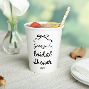 Gobelets En Papier Mariage fantaisiste avec un nœud dessiné à la main