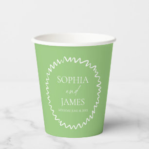 Gobelets En Papier Mariage Fantaisiste Citron Vert Bordure Ondulée